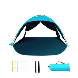 Outterra Beach Tent for 3-4 People, UPF50+ Sun Shelter with Breathable 3-Zipper Door Design, 8.0mm Reinforced Fiberglass Poles, Portable Shade Canopy for Beach & Camping (Green)