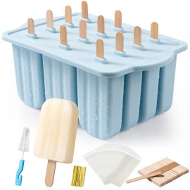 Meetrue Popsicles Molds, MEETRUE 12 Pieces Silicone Popsicle Molds Easy-Release BPA-f...