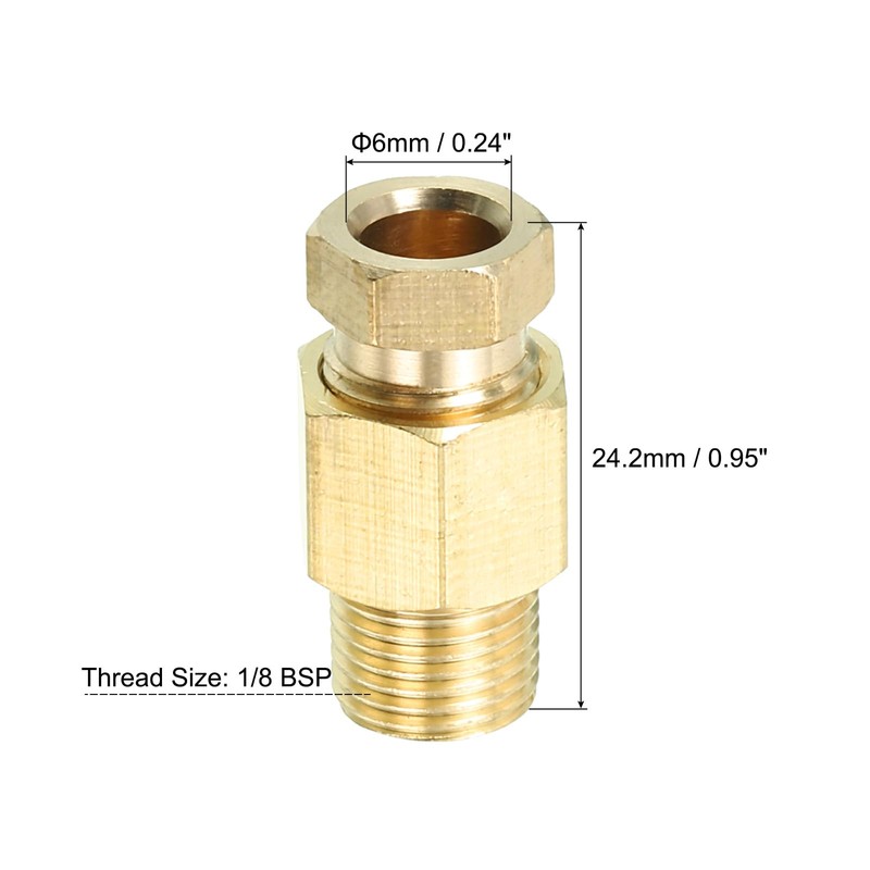 PATIKIL Brass Tube Fitting 6mm Tube OD 1/8 BSP Male