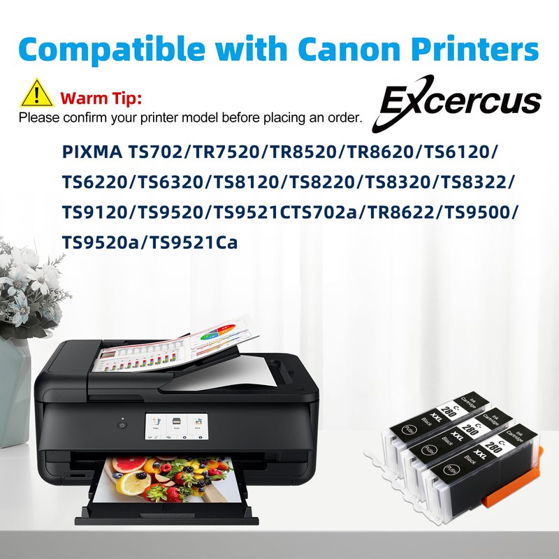 EXCERCUS Compatible Ink Cartridge Replacement for for Canon pg280 bk