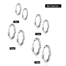 Kstudent 4 Pairs Titanium Steel Hoop Earrings for Men Women, Huggie Loop Hypoallergenic Cartilage Piercing Earrings Set