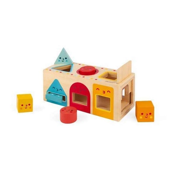 Janod Geometric Shapes 6 pc Wooden Sorting Box - Ages 12+ Months - J05330