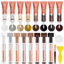 Wood Furniture Repair Kit, 8 Colors Wood Filler Touch Up Markers with Wax Sticks, Markers Furniture Repair Scratches, Cracks, Discoloration On Door, Cabinet, Laminate Floor Repair Kit Touch Up Paint