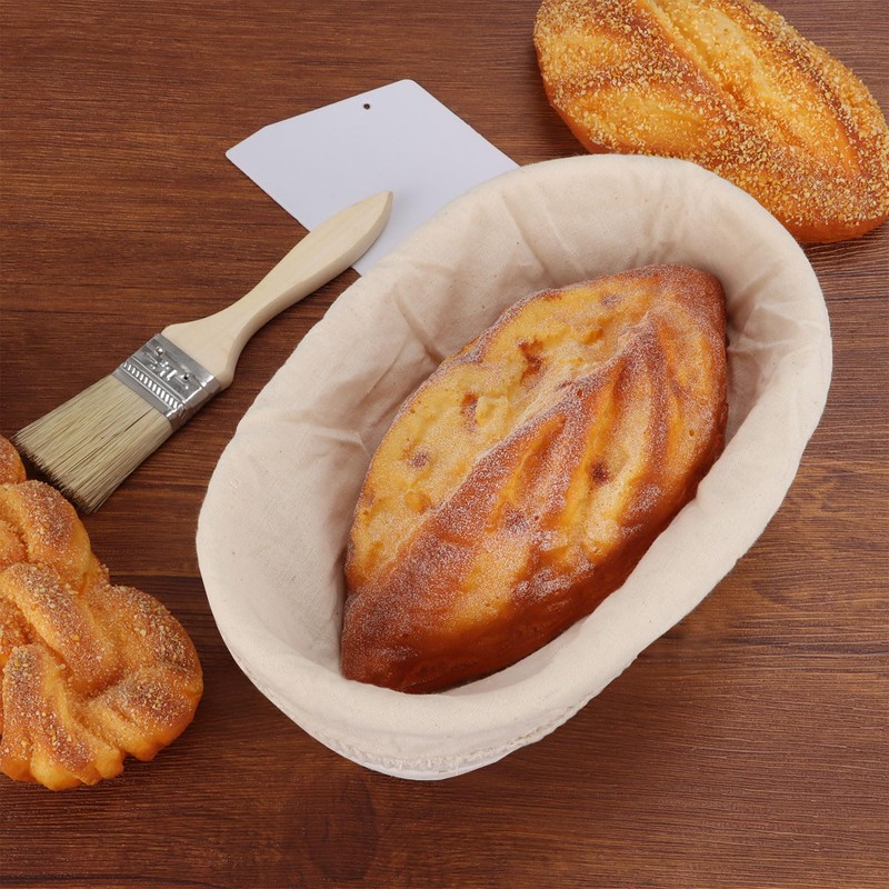 ASelected Oval Bread Rising Basket 25Cm With Scraper Brush Cloth