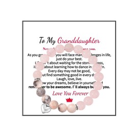 To My Granddaughter Bracelet Natural Stone Bracelet Crystal Beaded Bracelet Granddaughter Gift from Grandma Birthday Christmas Gift for Granddaughter