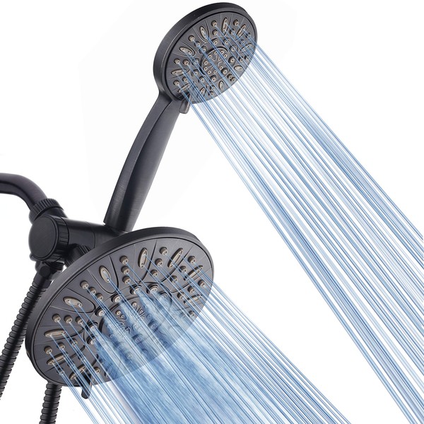 AquaDance 7" Premium High Pressure 3-Way Rainfall Combo with Stainless Steel Hose – Enjoy Luxurious 6-setting Rain Shower Head and Hand Held Shower Separately or Together – Oil Rubbed Bronze Finish