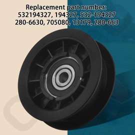 2 Pack 532194327 Pulley Idler Flat Compatible with Husqvarna Craftsman Poulan AYP Ariens Lawn Mower, ID: 3/8" Height: 1-1/2" OD: 3-1/2"