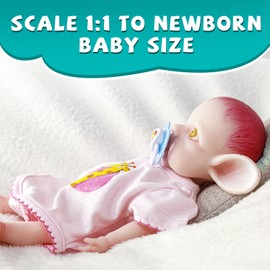 AISITE 12.6 in Big Ear Boy, Not Vinyl Dolls,Realistic Soft Silicone Newborn Real Full Body Reborn Baby Dolls
