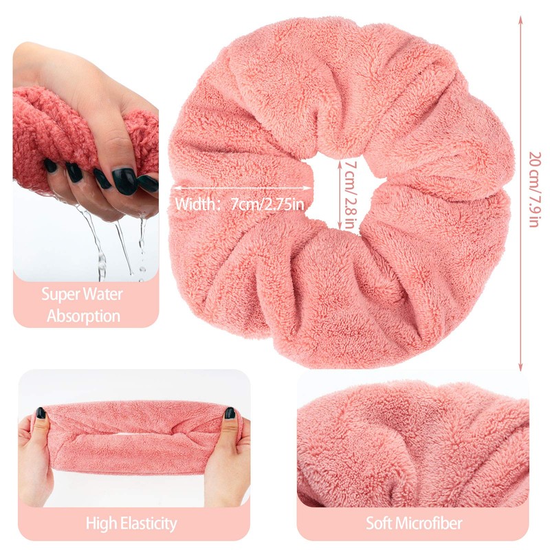 4 coleteros grandes de microfibra para secar el cabello, coleteros