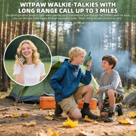 WITPAW 2 Pcs Walkie Talkies for Kids Rechargeable 3 KM Handheld Walkie Talkies Long Range with NOAA, 22 Channel, 2 Way Radio Party Gifts for 3-18 Year Old Girls Boys Outside Adventure Camping Hiking