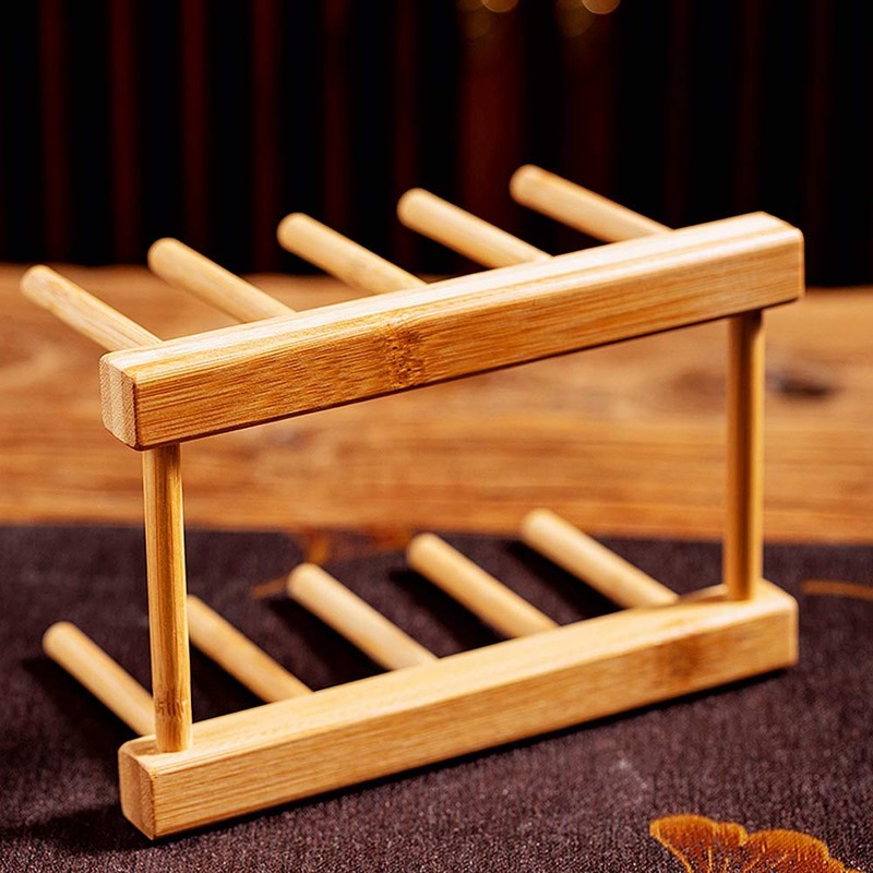 efbock Plate Rack Holder for Kitchen Cabinets Bamboo Wood Chopping