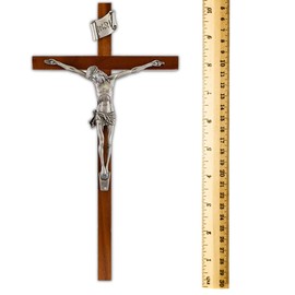 Needzo Traditional Wall Cross, Hanging Crucifix for Religious Home Decor and Catholic Keepsake, 10 Inches