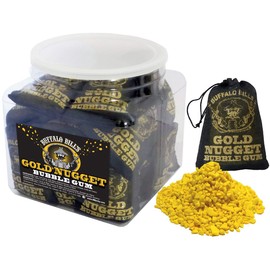Buffalo Bills Gold Nugget Bubble Gum 20-Ct Tubs (20 black 2oz burlap bags of gold nugget bubble gum)