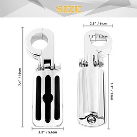 Sresk 1 1/4" Motorcycle Highway Pegs Crash Bar Foot Pegs Engine Guard Footrest Clamp Mount Compatible with Harley Touring Softail Dyna Sportster Honda Kawasaki Suzuki Yamaha Indian 1.25"(Chrome P3)