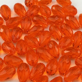 YUEXIGO YUEXIGO 150pcs 4x6mm Teardrop Crystal Glass Beads for Jewelry Making, Faceted Vertical Hole Teardrop Glass Spacer Beads for Wind Chimes Bracelet Earring Necklace DIY Craft(Orange)