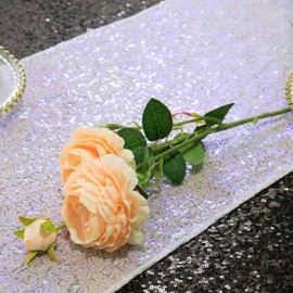 Partisout 108" Iridescent Sequin Table Runner 2-Pack, Elegant Glitter Table Decor for Weddings, Parties, Rectangle Tables & Seasonal Home Decor (Shimmering White)