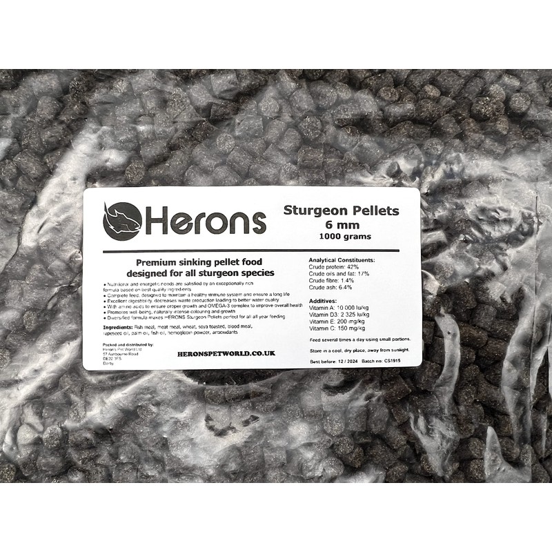HERONS HERONS - Premium Sturgeon Pellets, 6mm Premium Fish Food,