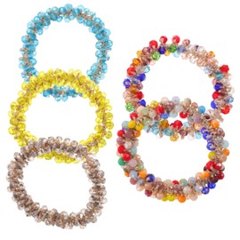 Baluue 5pcs Rhinestone Ponytail Holders Hair Accessories for Women Stylish Hair Ties Bracelets Suitable for Thick Curly Straight Elegant Jewelry Beads