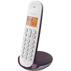 Logicom ILOA 150 Cordless Landline Telephone without Answering Machine - Solo - Analog and DECT Phones - Aubergine