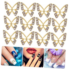 FRCOLOR 20pcs Gold Butterflies Nail Charms Rhinestones Nail Art Decorations for Women DIY Manicure Supplies for Acrylic and Designs