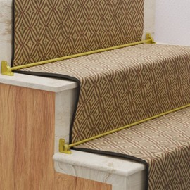 Renovators Supply Manufacturing Stair Carpet Rods 39.5 in. Bright Brass Carpet Runner Rods with Holder Bracket Hardware