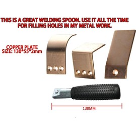 Copper Spoon Welder Tools MIG Welding Accessories Copper Plate Welding Tools Welding Supplies And Accessories And Tools with 3 Plate Set, Flat/Curved/Angle Copper Paddle Backer