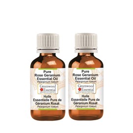 Greenwood Essential Pure Rose Geranium Essential Oil (Pelargonium roseum) Steam Distilled (Pack of Two) 10ml X 2 (0.66 oz)