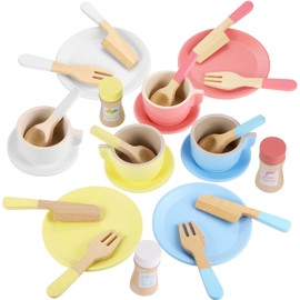 GAGAKU Wooden Tableware Set - 27 Pieces Play Kitchen Accessories Children's Kitchen Accessories Wood for Children Tea Set Children's Toy for Girls and Boys