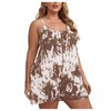 MakeMeChic Women's Plus Size Tie Dye Cami Romper with Pockets
