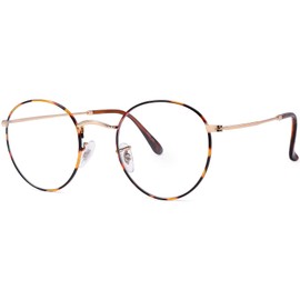 Pro Acme Classic Round Metal Clear Lens Glasses Frame Unisex Circle Eyeglasses (Floral)