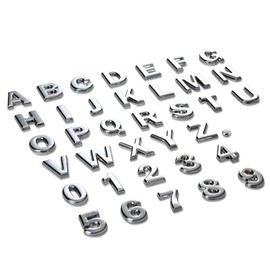 Metal Emblem Decal Logo Trim Badge Text Lettering"W" (Silver)