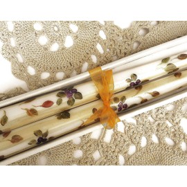 Original Design Decorative Fall Home Decor Hand Painted White Dripless Taper Candles Autumn Leaves and Berries Thanksgiving Decorations