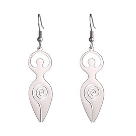 Spiral Fertility Goddess Dangle Earring for Women Celtic Goddess Of Fertility Stud Earrings Triple Moon Goddess Witch Dangle Drop Earring Protective Amulet Pagan Jewelry Gift (silver)