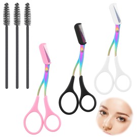 Heclia Eyebrow Trimmer Scissor 2 in 1 Eyebrow Scissors with Comb 3 pcs Eye Brow Scissors with 3pcs Replaceable Comb Head and 3pcs Brushes Precision Eyebrows Razor Shaping Grooming Kit Makeup Tool