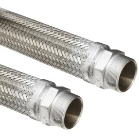 Hose Master Masterflex Stainless Steel 321 Flexible Hose Assembly, 1/2" Stainless Steel 304 Hex NPT Male x Hex NPT Male Connection, 1186 PSI Maximum Pressure, 12" Length, 1/2" ID