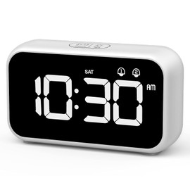 HOMVILLA Digitaler Wecker, LED Digital Wecker Spiegel Tischuhr USB Wiederaufladbar Reisewecker mit 2 Alarmen/Snooze/Nickerchen Zeit/Sprachsteuerung Funktion, 4 Helligkeit