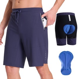 baleaf Mens MTB Cycling Shorts 3D Padded Mountain Bike Short for Men 2 in 1 Outdoor Cycle Bicycle Navy Blue XL