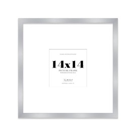 14x14" Square Picture Frame, Display Pictures 10x10" With Mat or 14x14" Without Mat, Wall Hanging & Free Standing Photo Frame, Silver, 1 Pack
