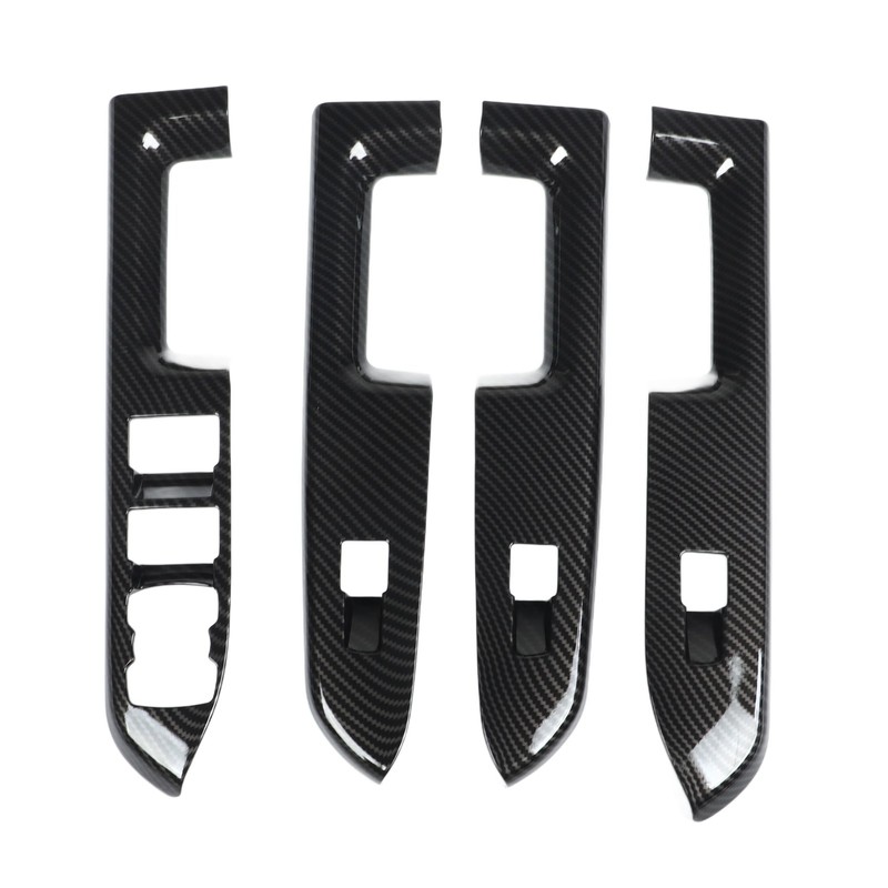4 Pcs Door Window Control Panel Cover Carbon Fiber Style