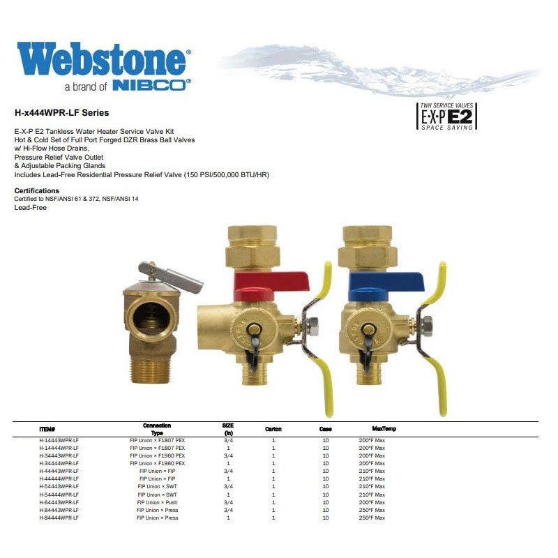 Webstone, a brand of NIBCO E-X-P E2 Tankless Water Heater