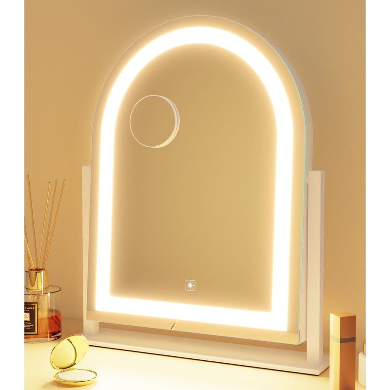 Gvnkvn Curved Makeup Vanity Mirror with Lights 17.2" Large LED