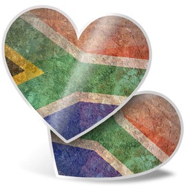 2 x 15cm Heart Stickers - Rustic South Africa Flag African Vintage Decals 24227