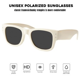 mosanana Trendy Square Sunglasses for Women Men Cool Chunky Vintage Fashion Modern Designer Polarized Stylish Retro Sunnies White MS52366