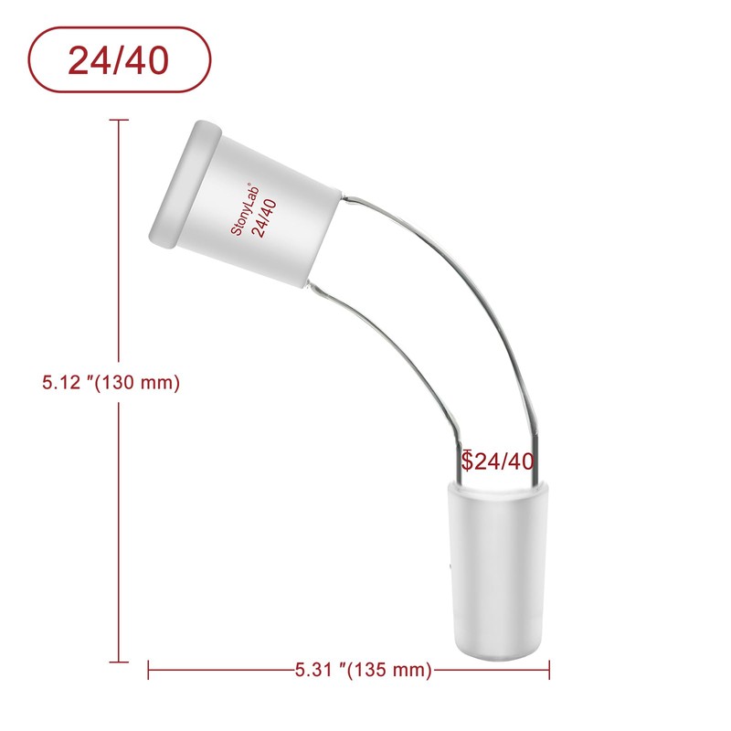 stonylab 105 Degree Curved Adapter, Borosilicate Glass Distillation Adapter 105