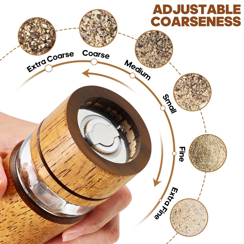 Wooden Salt and Pepper Grinder Set,2 Pcs Large 8 Inch