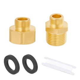 Brass G1/2 to G3/8 Male Reducer Adapter,Water pipe Fitting,Compression Fitting with Rubber Washer for Kitchen Bathroom Water Faucet 2pcs (couple)