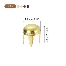 sourcing map 160Pcs Mixed Color Round Dome Rivets, 3mm Brass Spike Studs Spots Punk Rock Nailheads Claw Beads Assorted Kit for DIY Clothes Belt Bag Shoes Bracelet Leather Craft