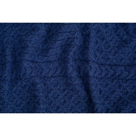 SAOL Bed Throw Blanket Irish Aran 100% Soft Merino Wool 60x36 Inches (Marl Blue)