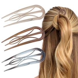 ORGYAML Pack of 3 French Style French Hair Pin Style Hairpin Hair Clips Headpiece for Women and Girls Hair Pin