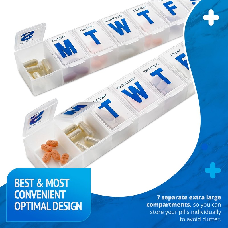MEDca Weekly Pill Organizer, 7-Day Pill Planner Extra Large